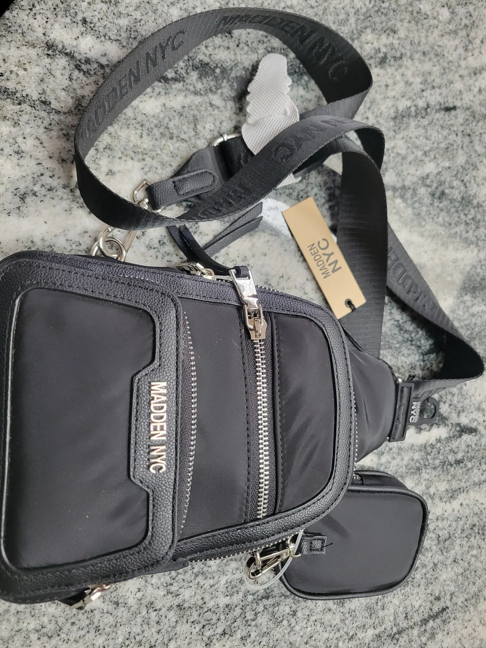Steve Madden Black Crossbody Sling Backpack